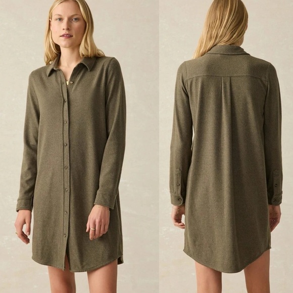 Faherty Legend Sweater Dress In Olive Melange Twill Green Women's Size XS - Picture 1 of 9
